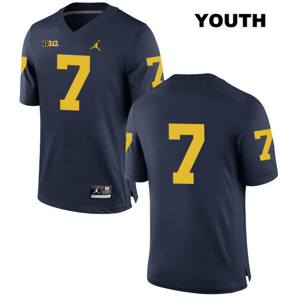 Youth NCAA Michigan Wolverines Khaleke Hudson #7 No Name Navy Jordan Brand Authentic Stitched Football College Jersey NK25X70OM